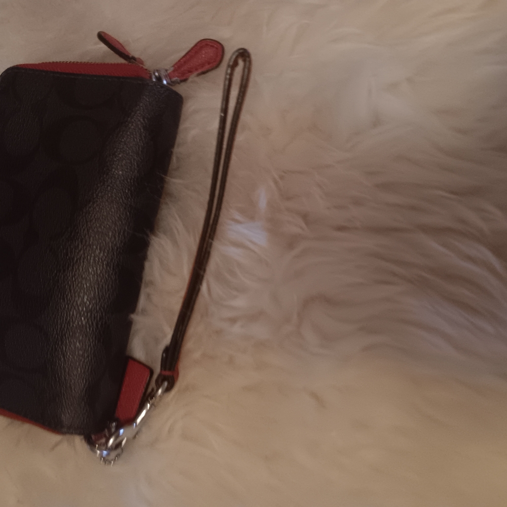 Coach Dark Brown and Red Wallet - Picture 3 of 6